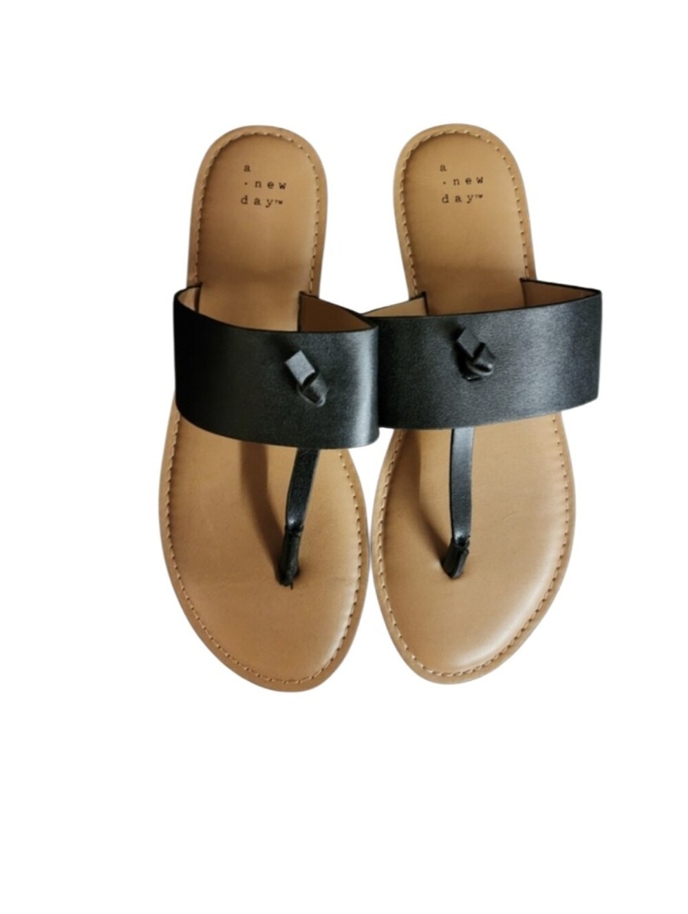 a new day Black Faux Leather T-strap Slide Sandals - Picture 4 of 7